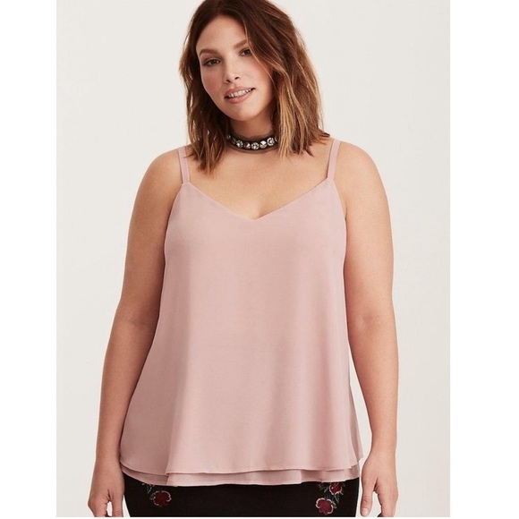 Torrid Sophie Chiffon Relaxed Double Layer Swing Cami Tank Top Dusty Pink 2X - Picture 1 of 10
